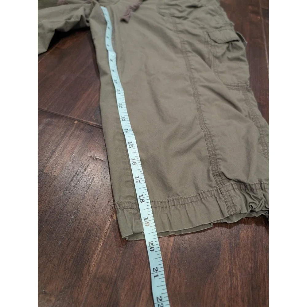 Willi Smith Capri Pants Womens 14 Green Cargo Drawstring‎ Pockets Cropped Y2K - Picture 4 of 8